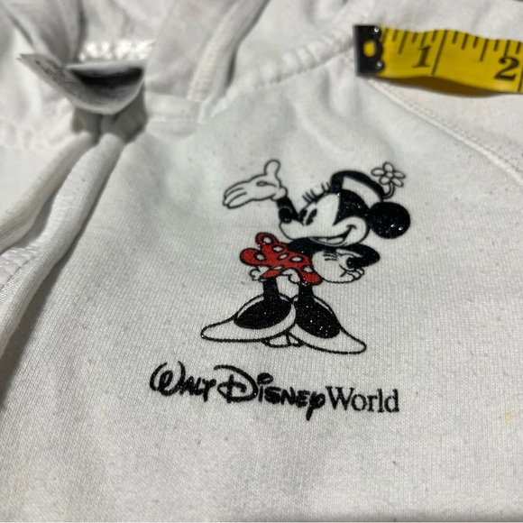 Disney Parks Walt Disney World L sparkly Minnie Mouse White Jacket Hoodie Note!! - Picture 5 of 13
